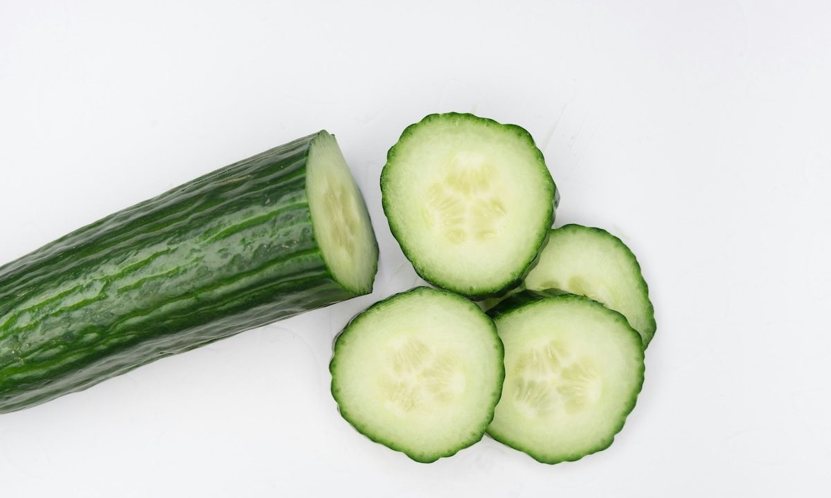 cucumber slices on a white background
