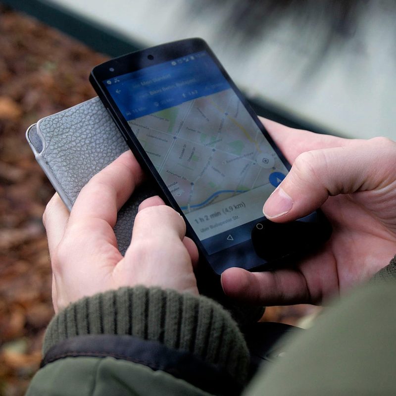 Person using Google Maps application on an Android smartphone
