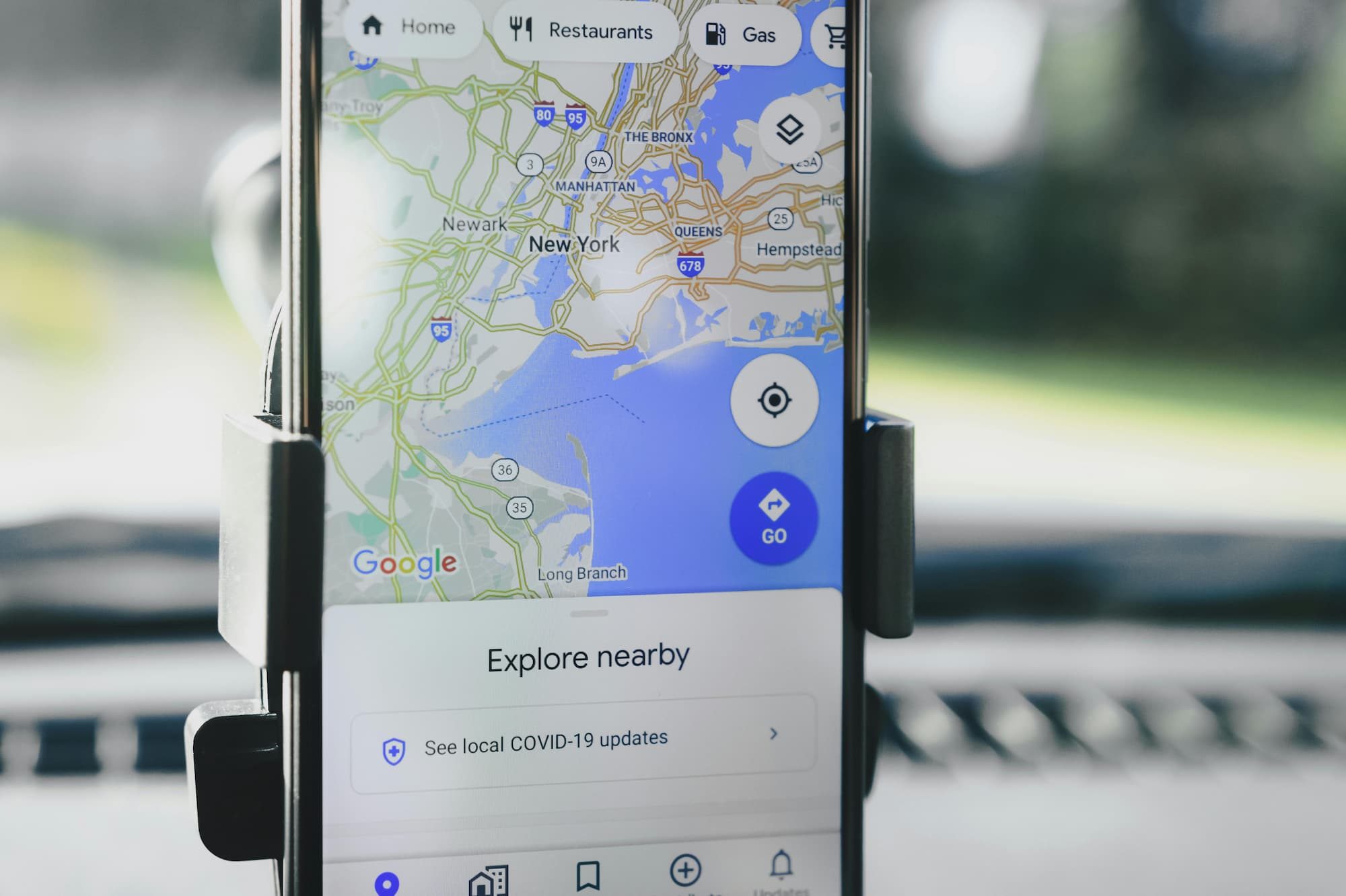 Close up of maps on a smartphone