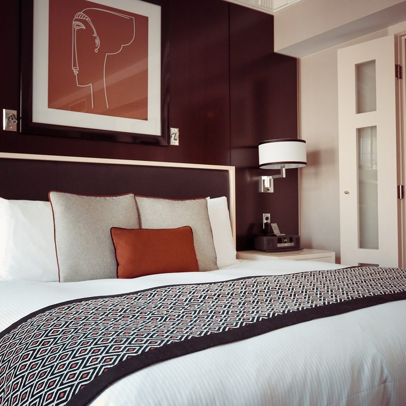 Hotel room bed