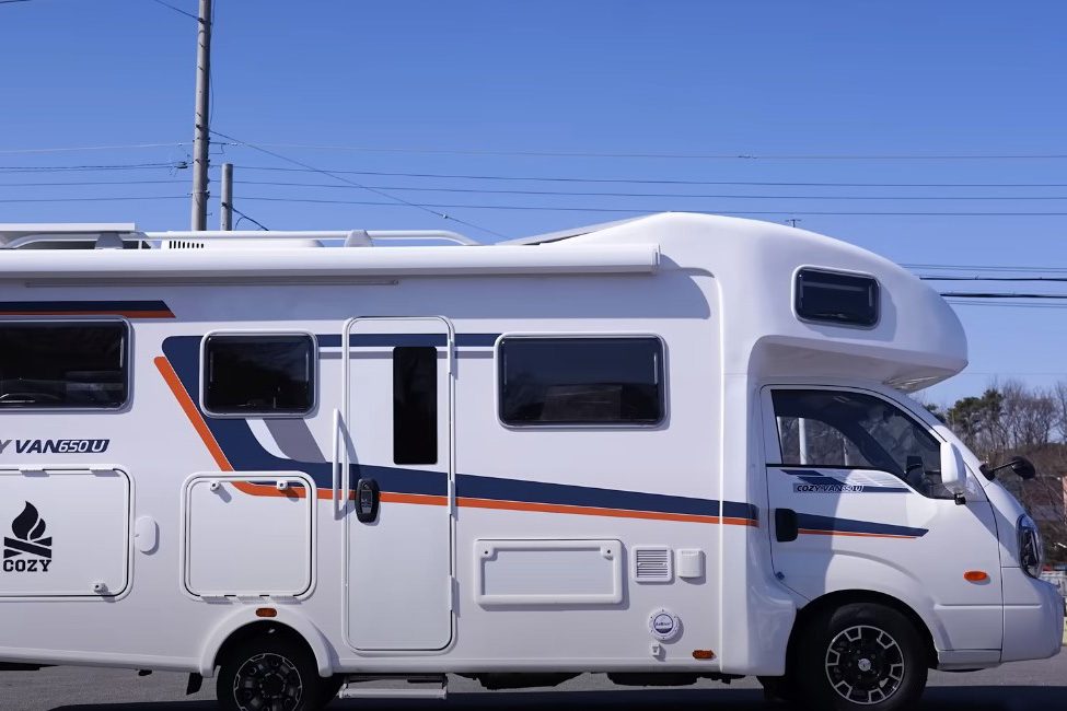 Custom Class B camper based on the Korean-made Kia Bongo cab-over truck.
