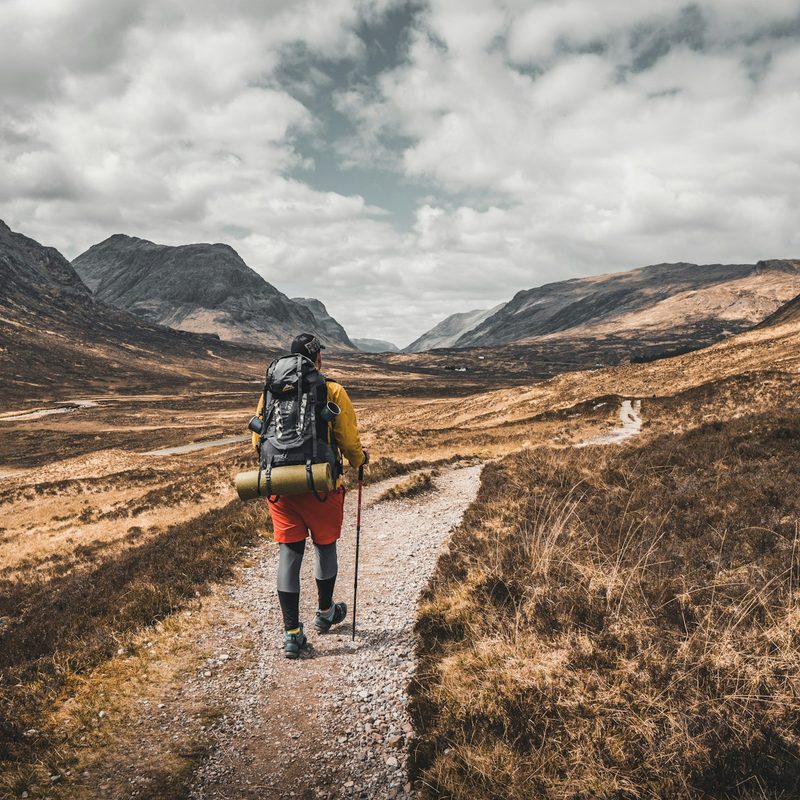 Man going for a hike.