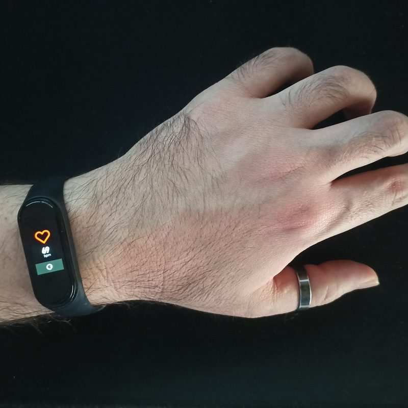 man wearing heart rate monitor