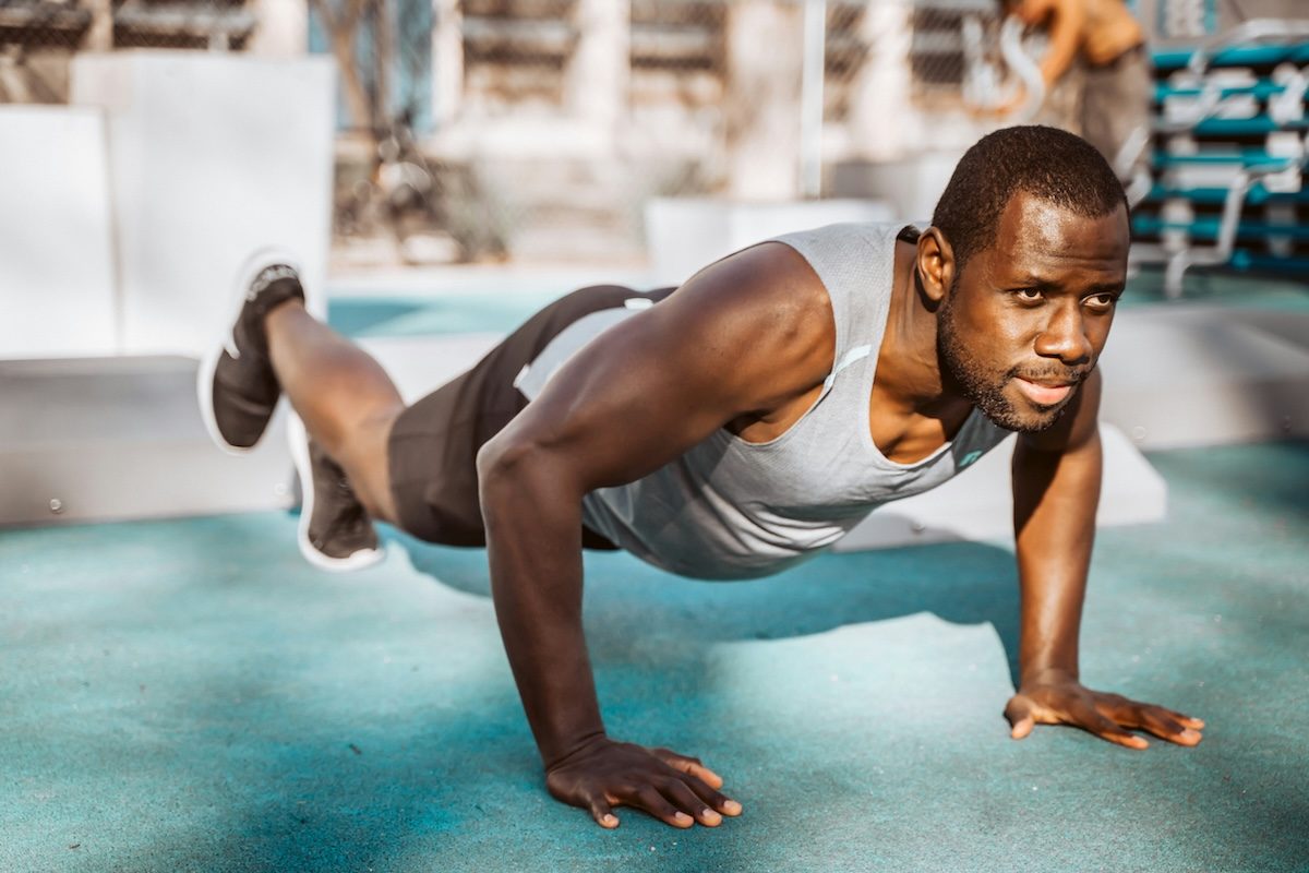 a man in plank pose