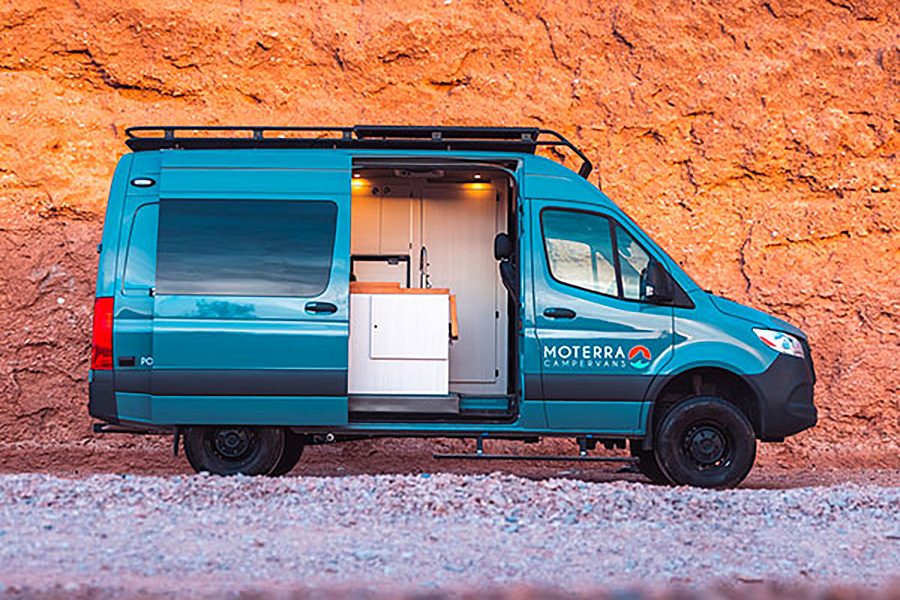 Side view of a High Roof rental van from Moterra Campervans.