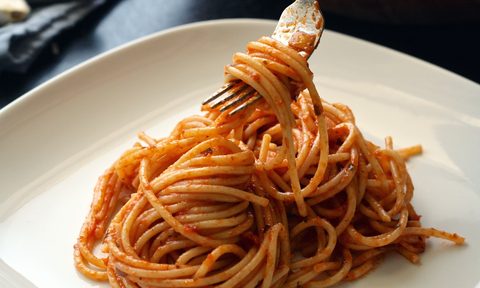 Red pasta noodles