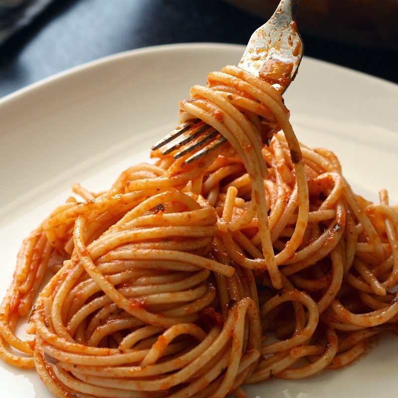 Red pasta noodles