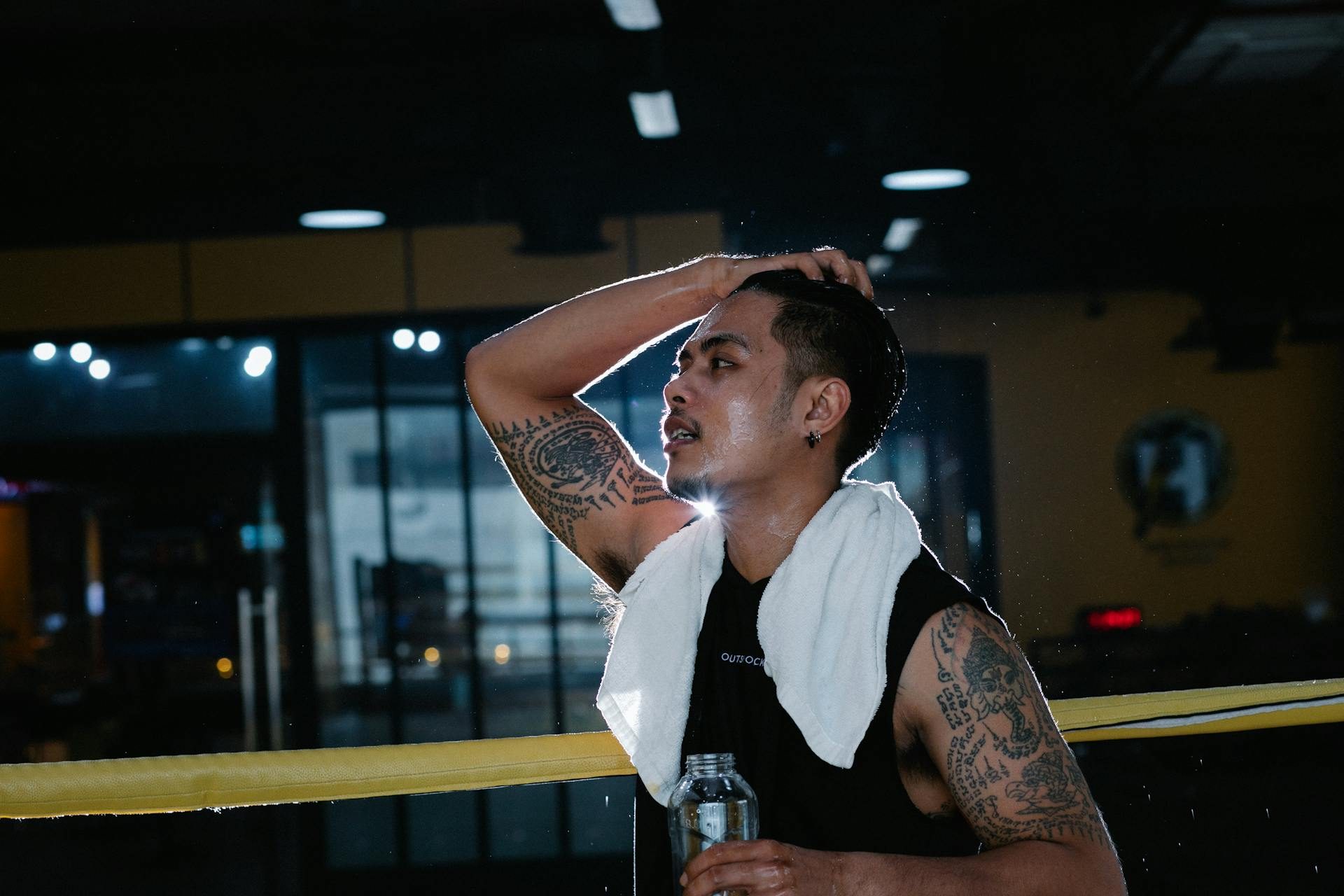 man sweating in gym