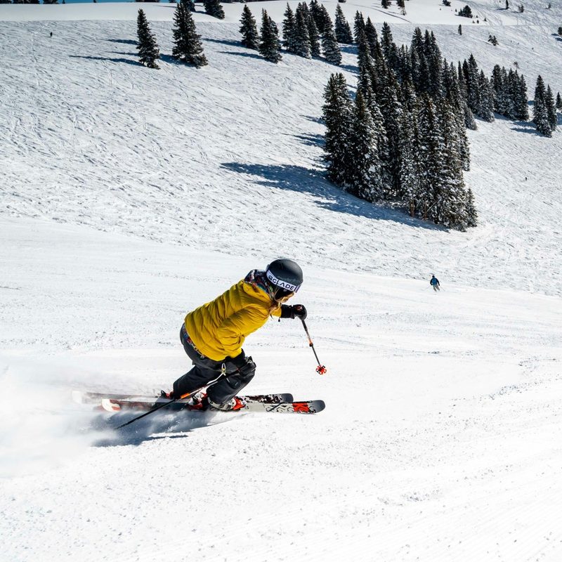 Skier at Vail in a puffy jacket