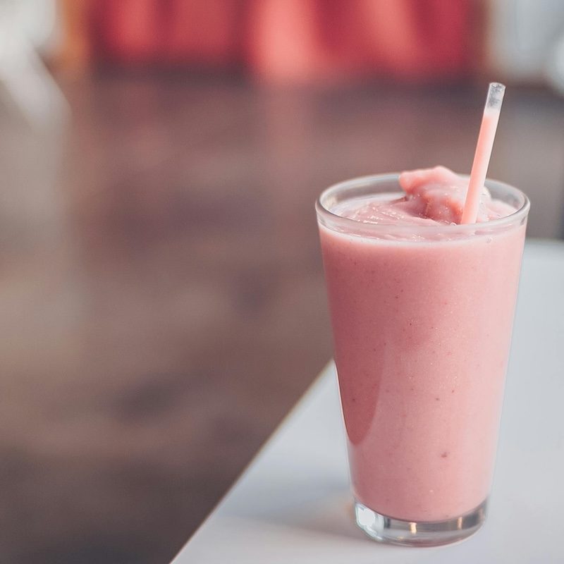 a pink smoothie