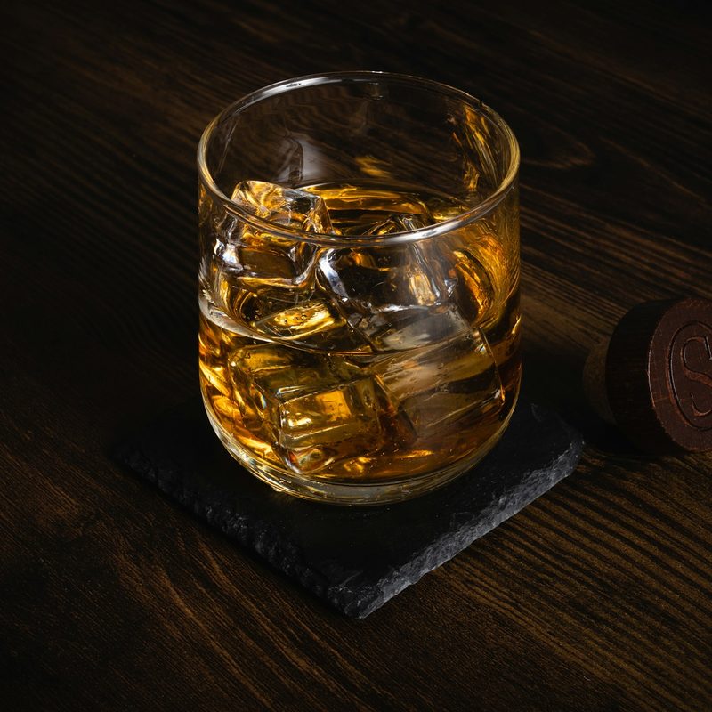 Whiskey in a glass on a table