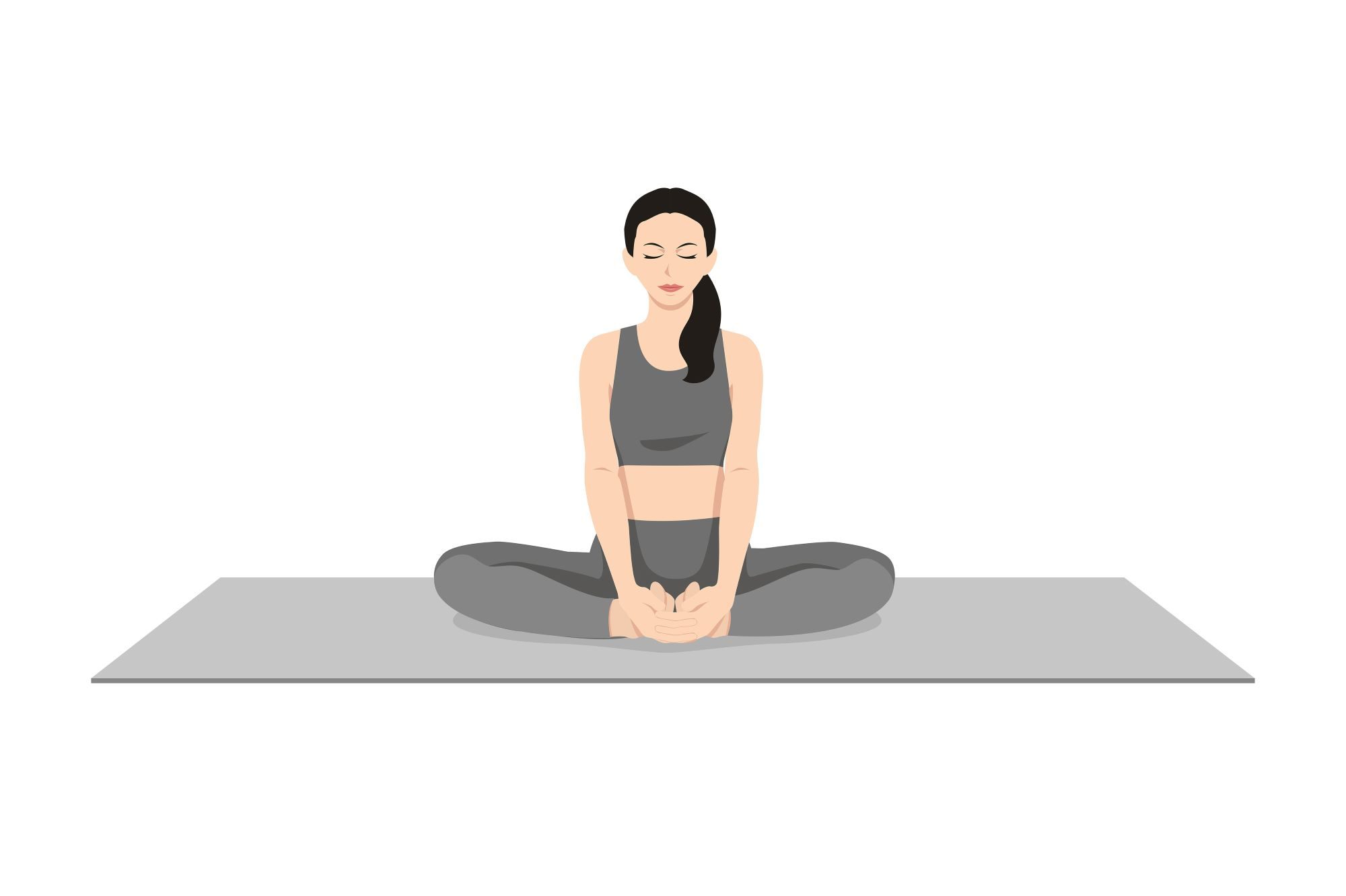 illustration drawing of woman doing butterfly yoga pose on mat
