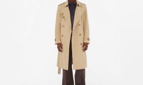 Burberry Long Kensington Heritage Trench Coat on model