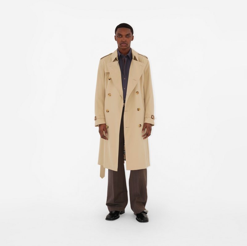 Burberry Long Kensington Heritage Trench Coat on model