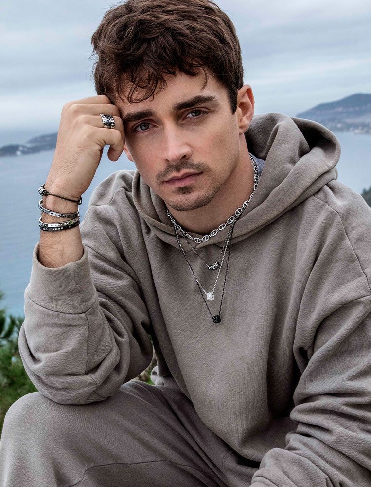 APM Monaco necklace on Charles Leclerc