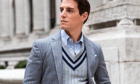Someone wearing the Brooks Brothers Herringbone Knit Sport Coat.