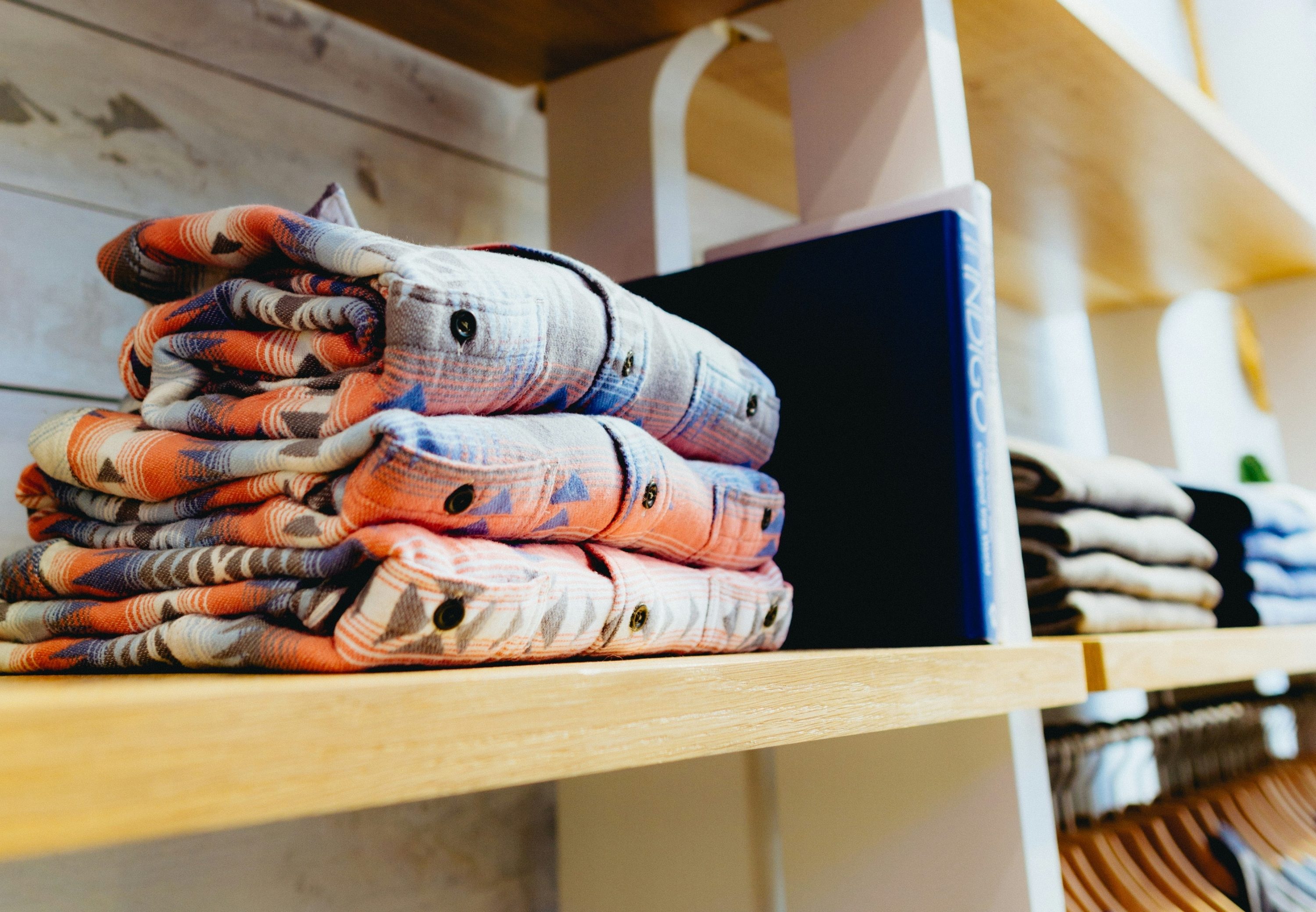 Flannels on a shelf