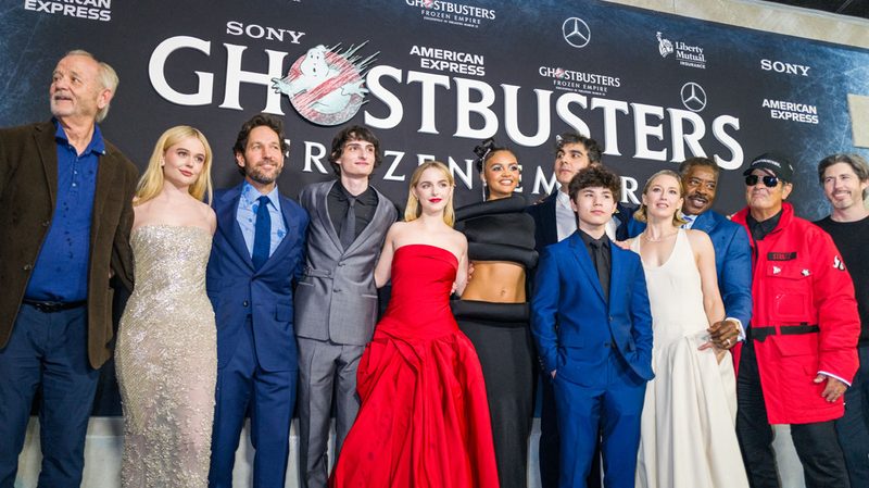The cast and creative team of Ghostbusters: Frozen Empire.
