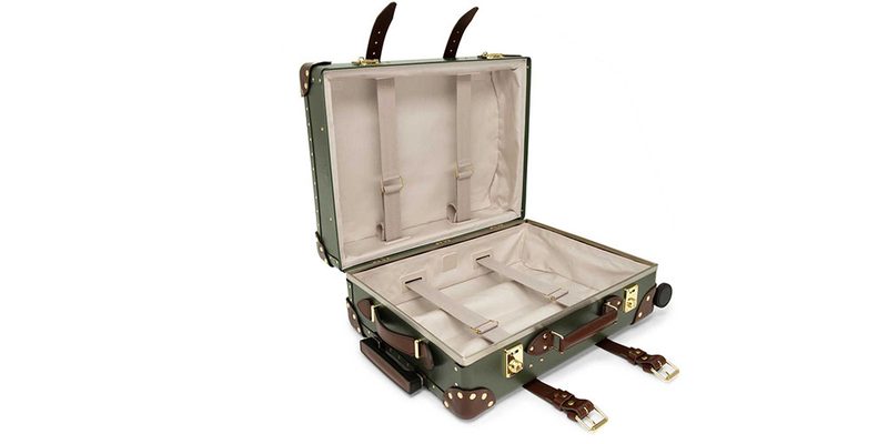 Globe Trotter luggage on a white background.