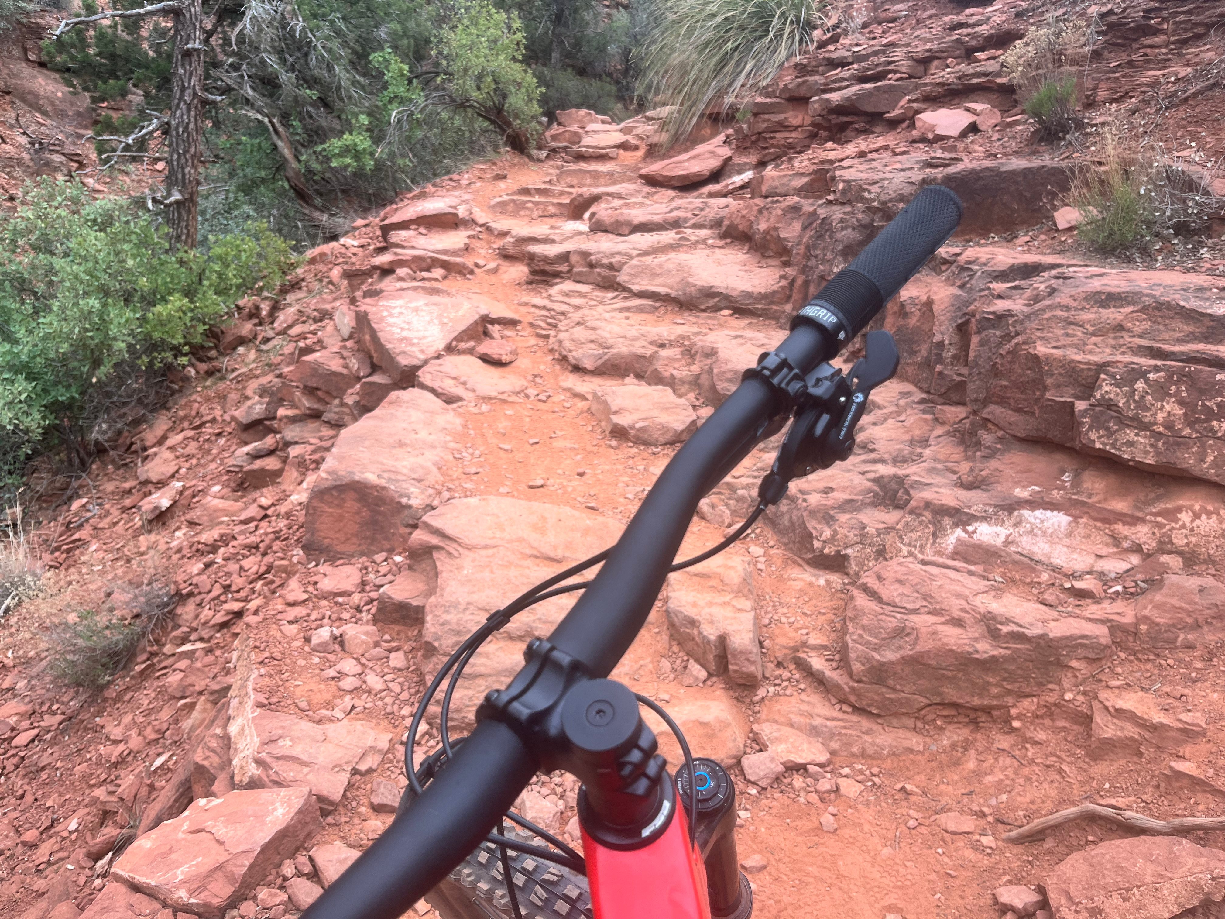 A rough and chunky mountain biking trail in Sedona Arizona