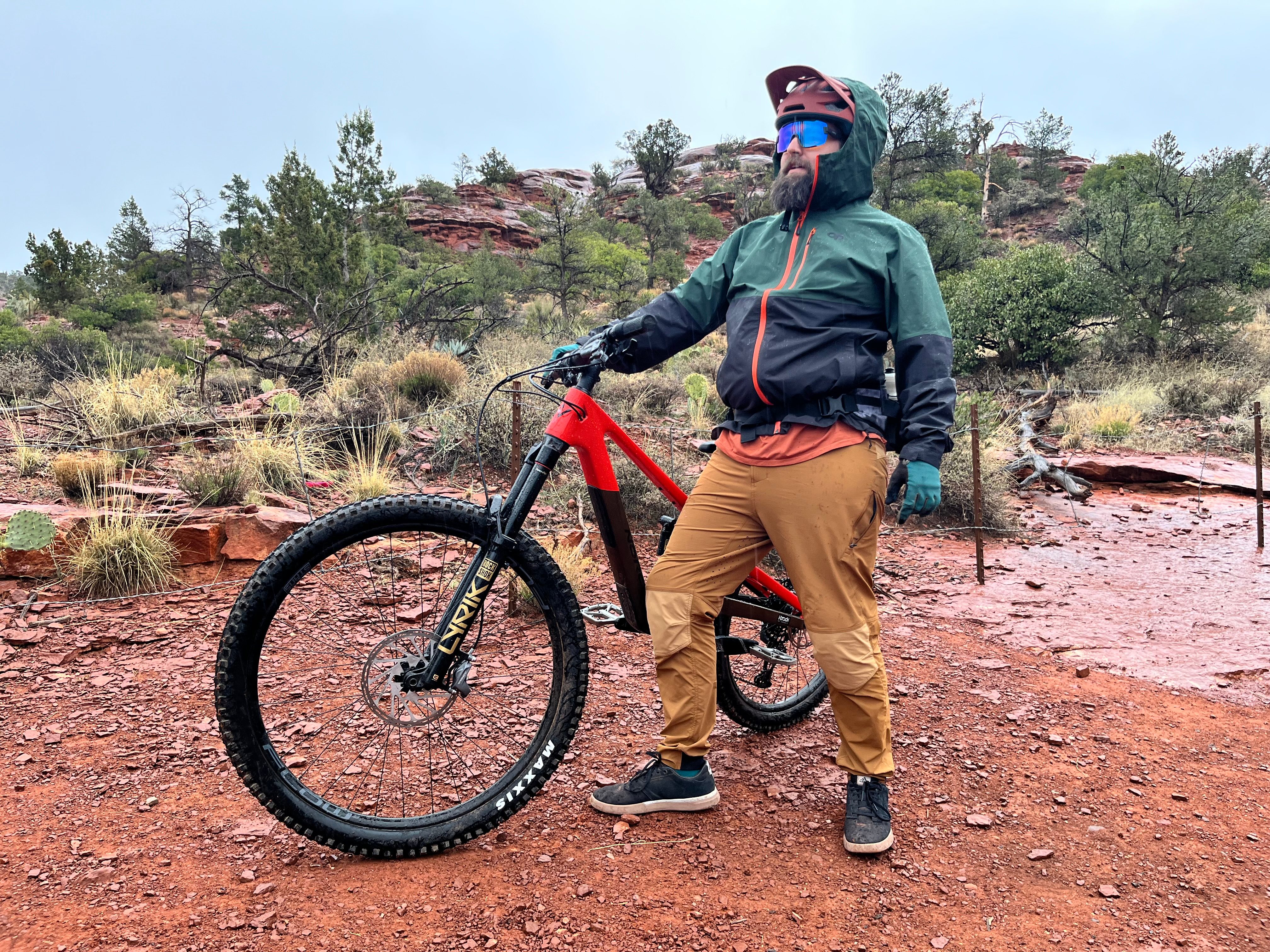 Mountain biking in a rainstorm in Sedona Arizona