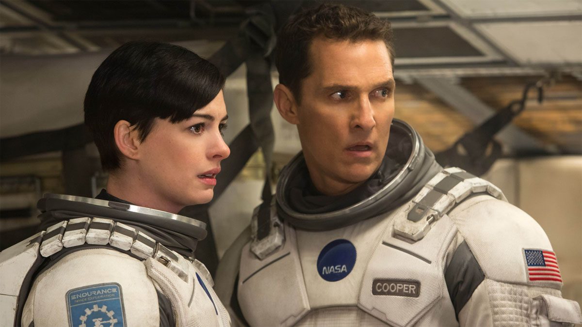 Anne Hathaway and Matthew McConaughey in Interstellar.