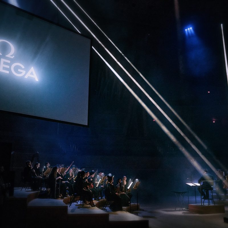 Omega presentation with musicians