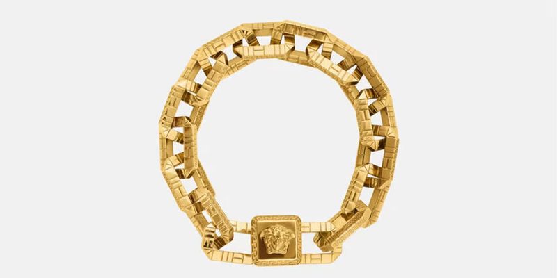 The Versace Greca Quilting Bracelet on a white background.