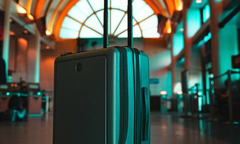 luggage in airport terminal