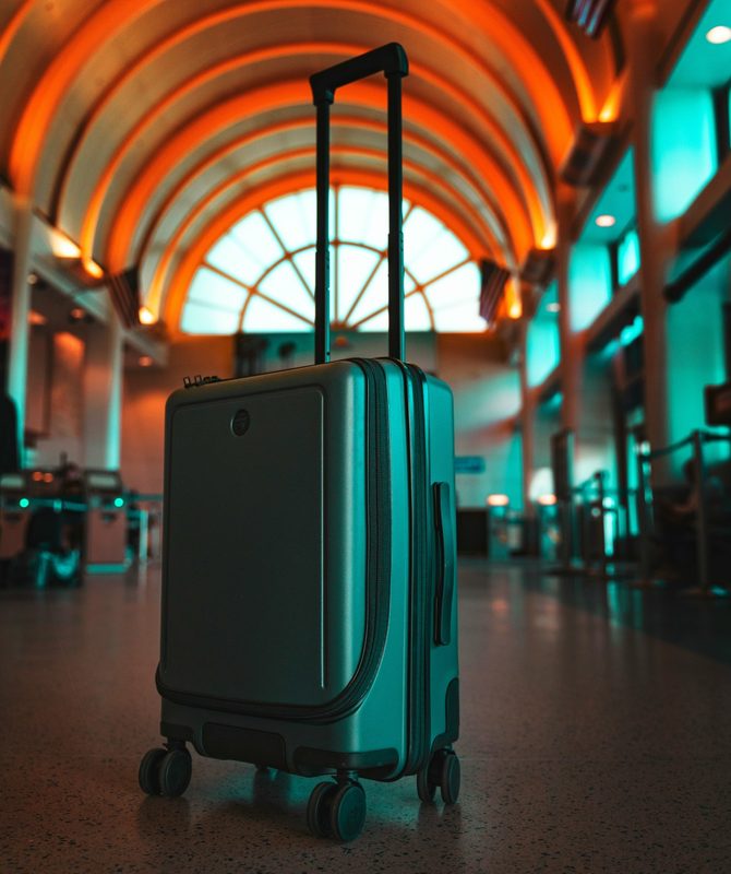 luggage in airport terminal