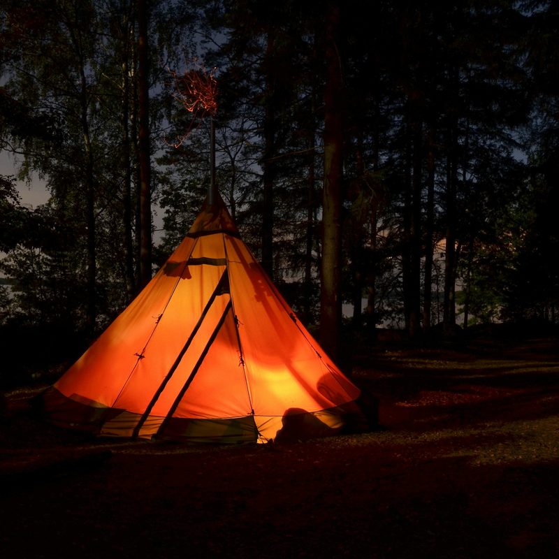 Camping at night