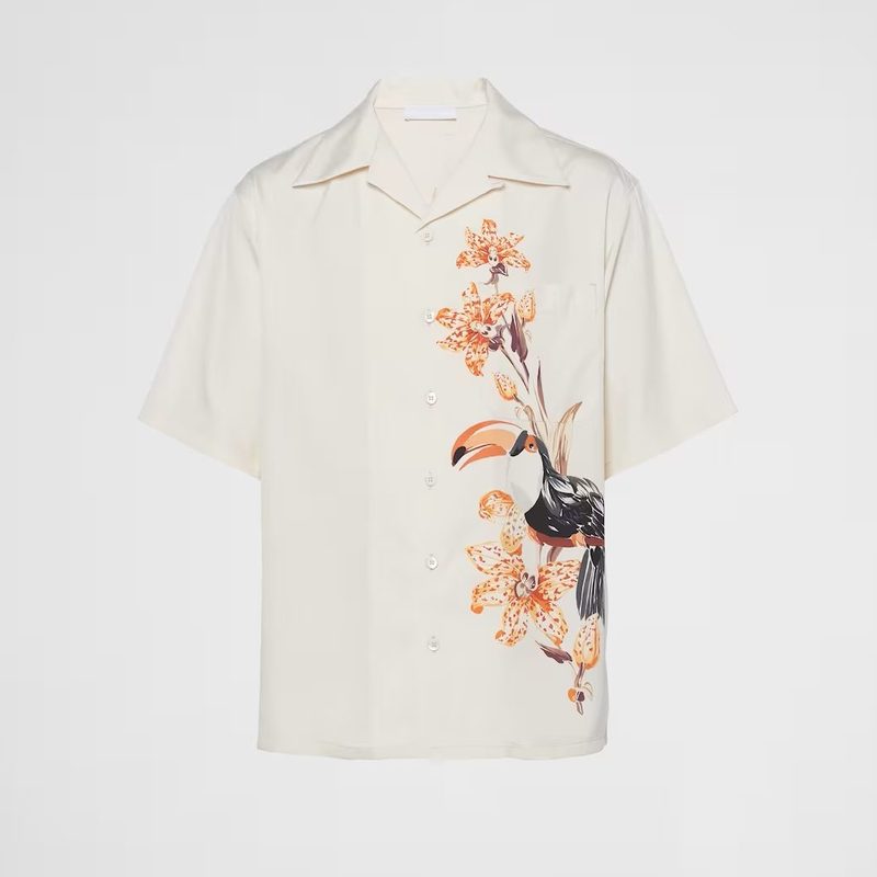 Prada Short-Sleeved Silk Shirt