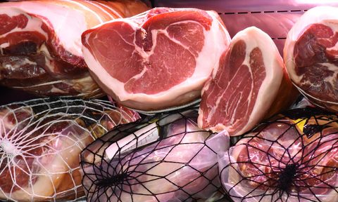 Pork in butcher counter