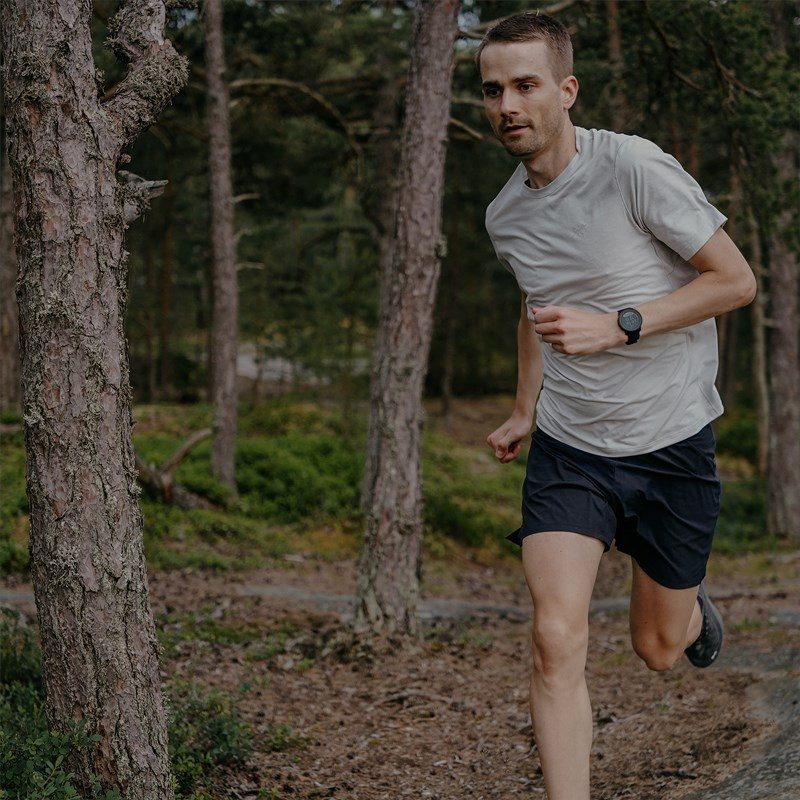 Man running in the woods