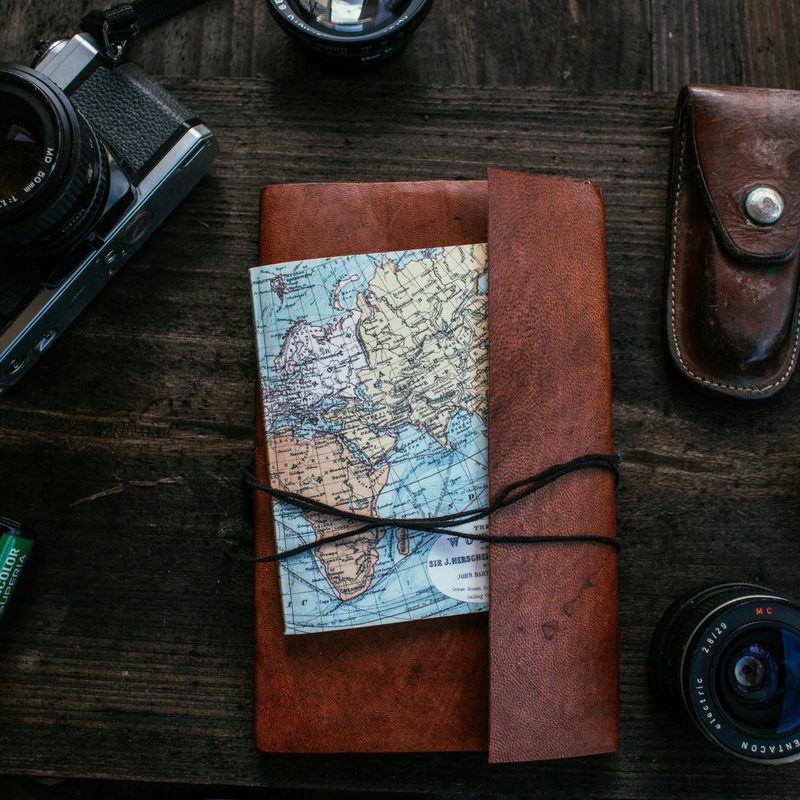 Tools and map on a table