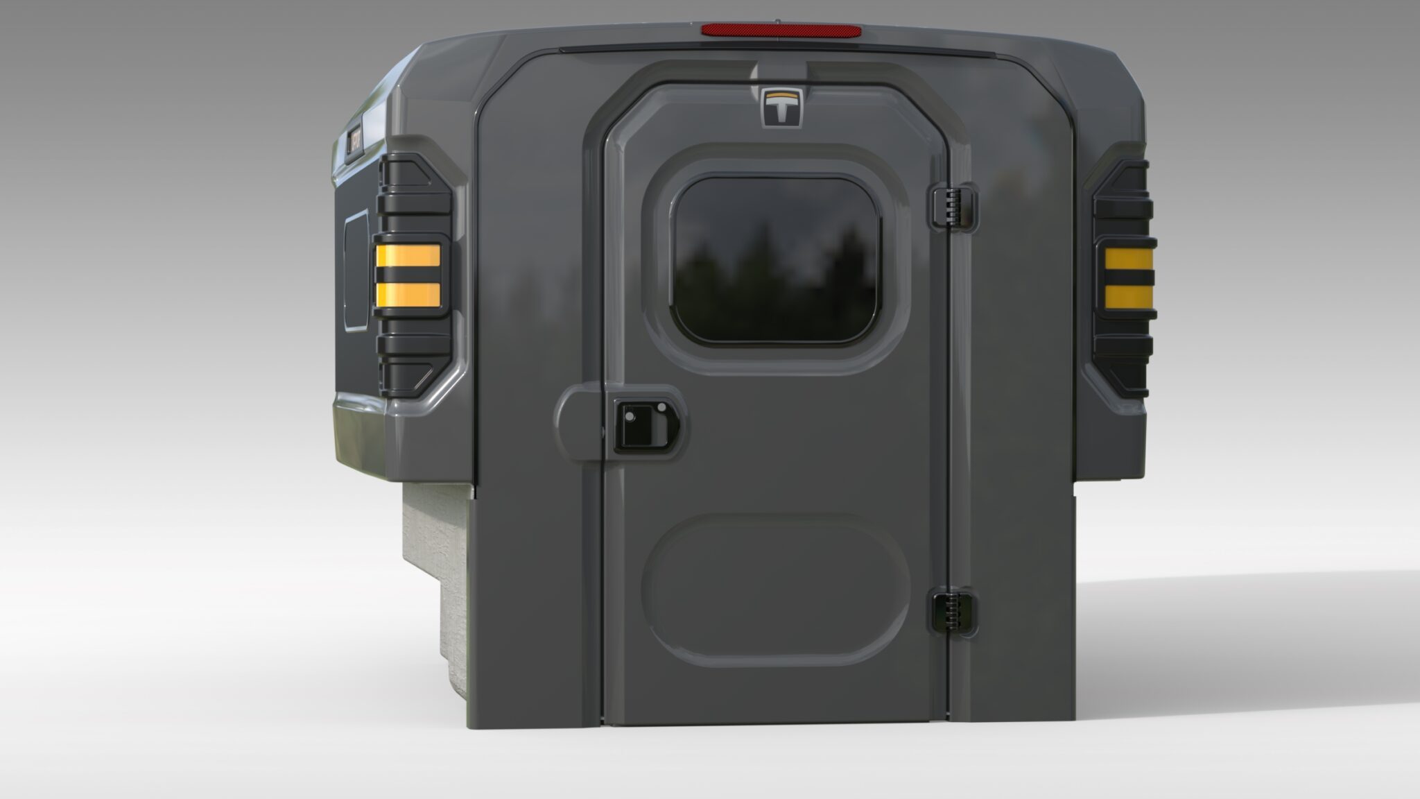 Rear view of Tufport's Overlander truck camper concept.