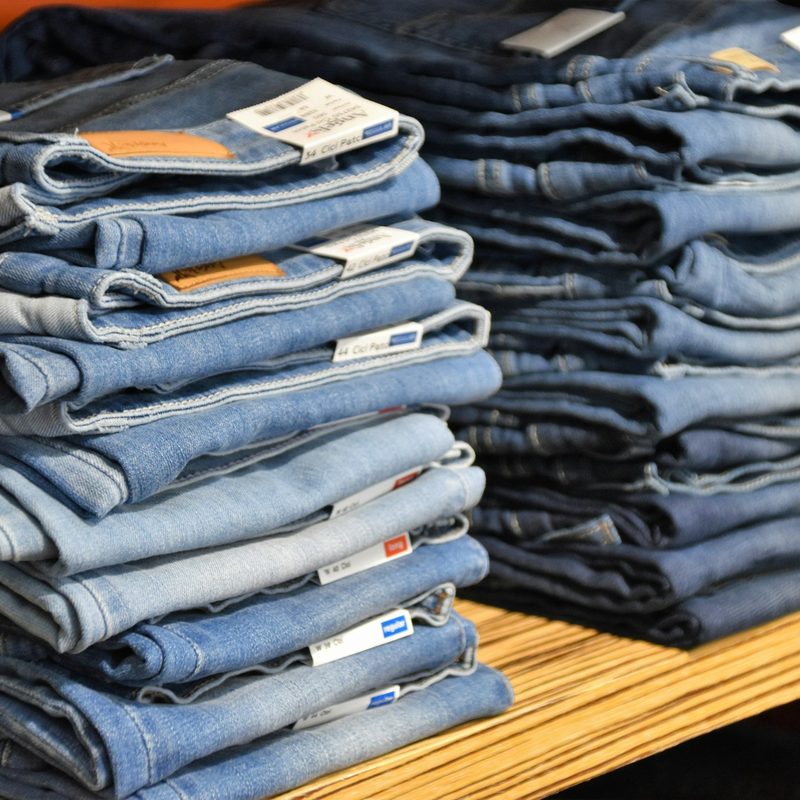 jJans stacked on store shelf