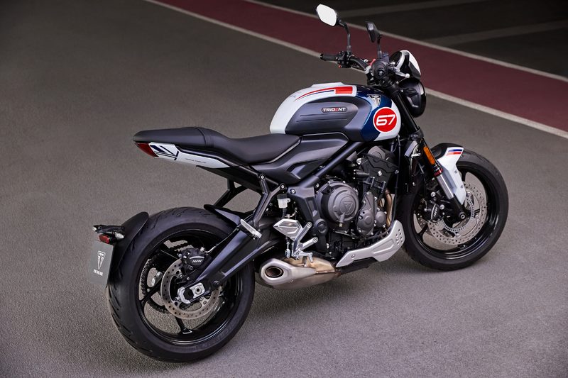 2024 Triumph Trident 660 Special Edition right rear three-quarter raised view parked,