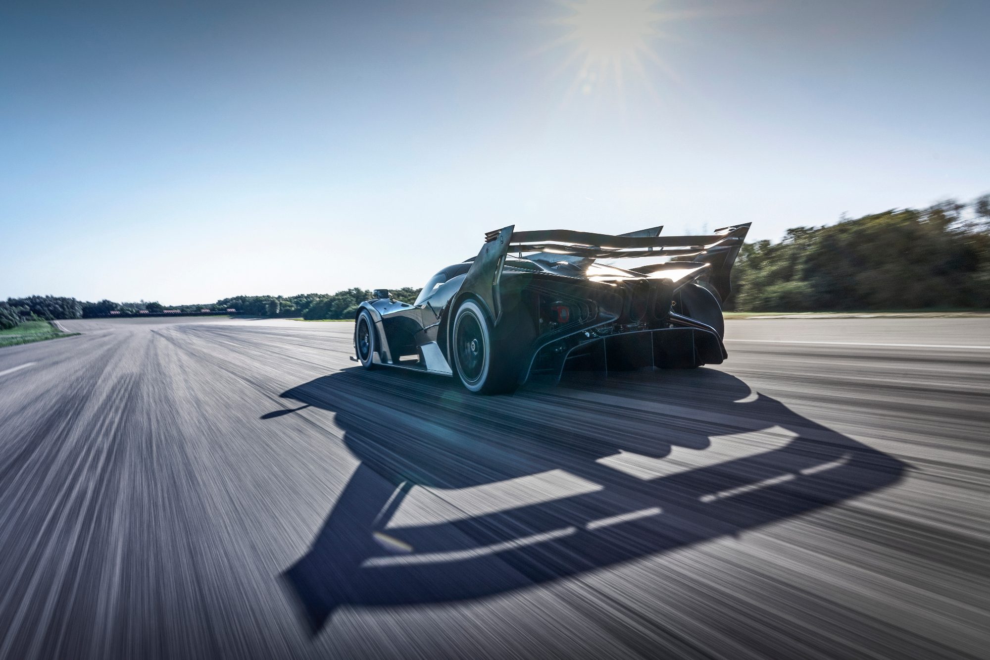 BUGATTI Bolide High Speed and Launch Control front right three quarter view of the car during a high speed run.