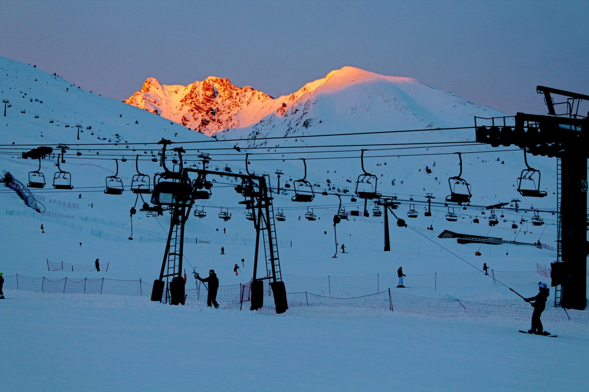 Sunset over Tonale Pass in Italy