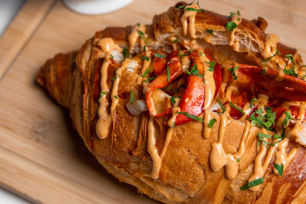 Closeup of croissant lobster