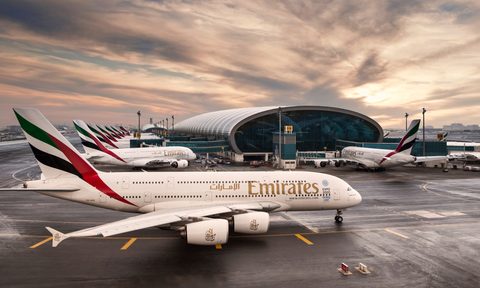 Airplanes on tarmac at Dubai International Airport