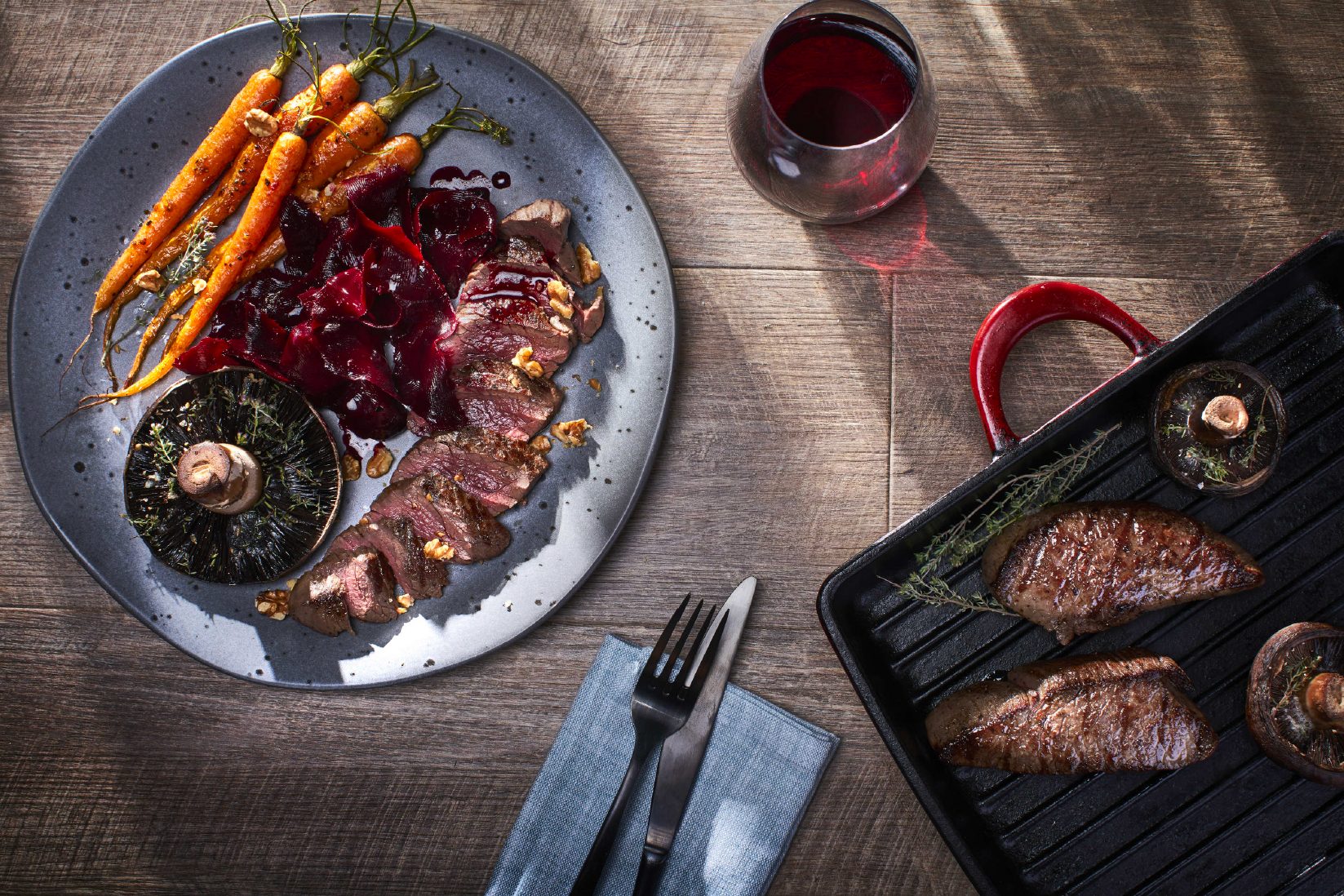 Venison leg steak with carrots