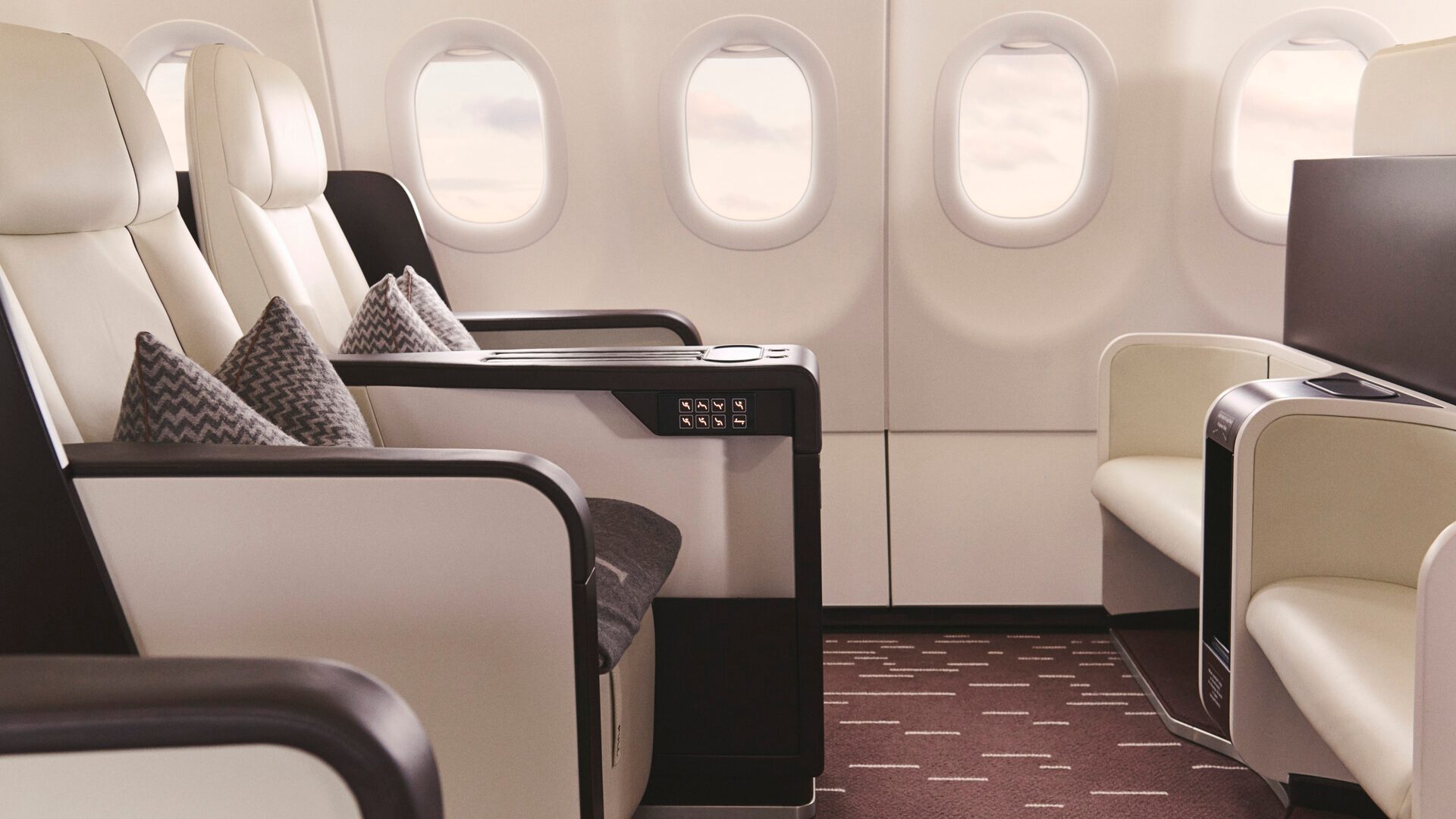 seating inside the Four Seasons private jet