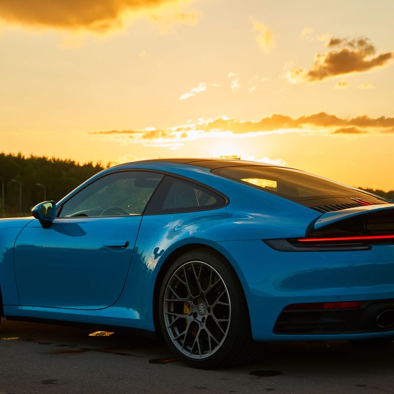 Porsche 911 carrera at sunset