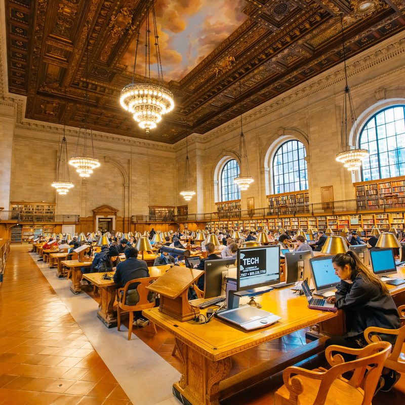NEW YORK CITY - DEC 1: people study in the New York Public Library on DEC 1, 2016 in Manhattan, New York City.