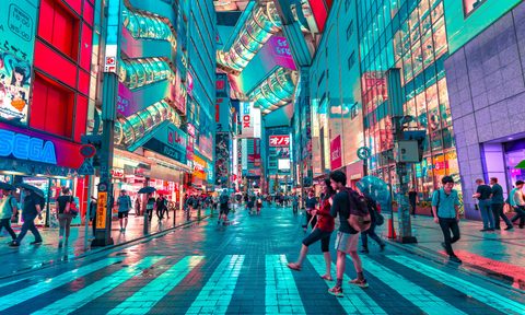 City lights in Tokyo