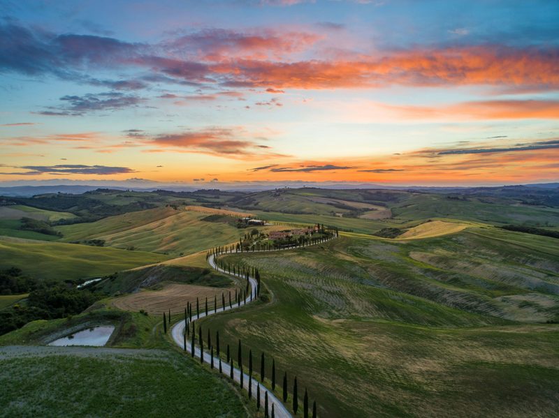 Evening light over Tuscany Italy
