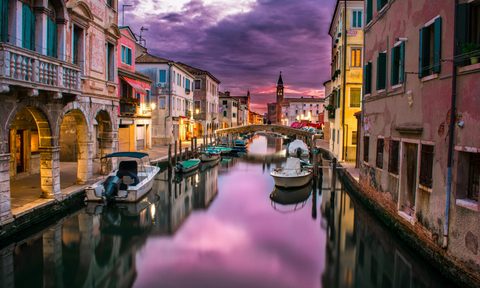 Evening light over Venice canal