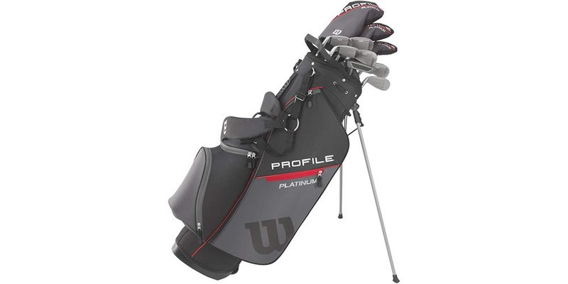 The Wilson Men’s Profile Platinum Complete Golf Club Package Set on a white background.